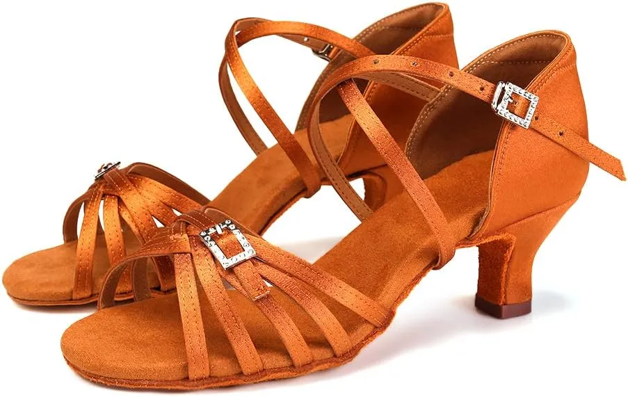 HROYL Women Latin Dance Shoes Professional Practice Performance Ballroom Salsa Dance Shoes