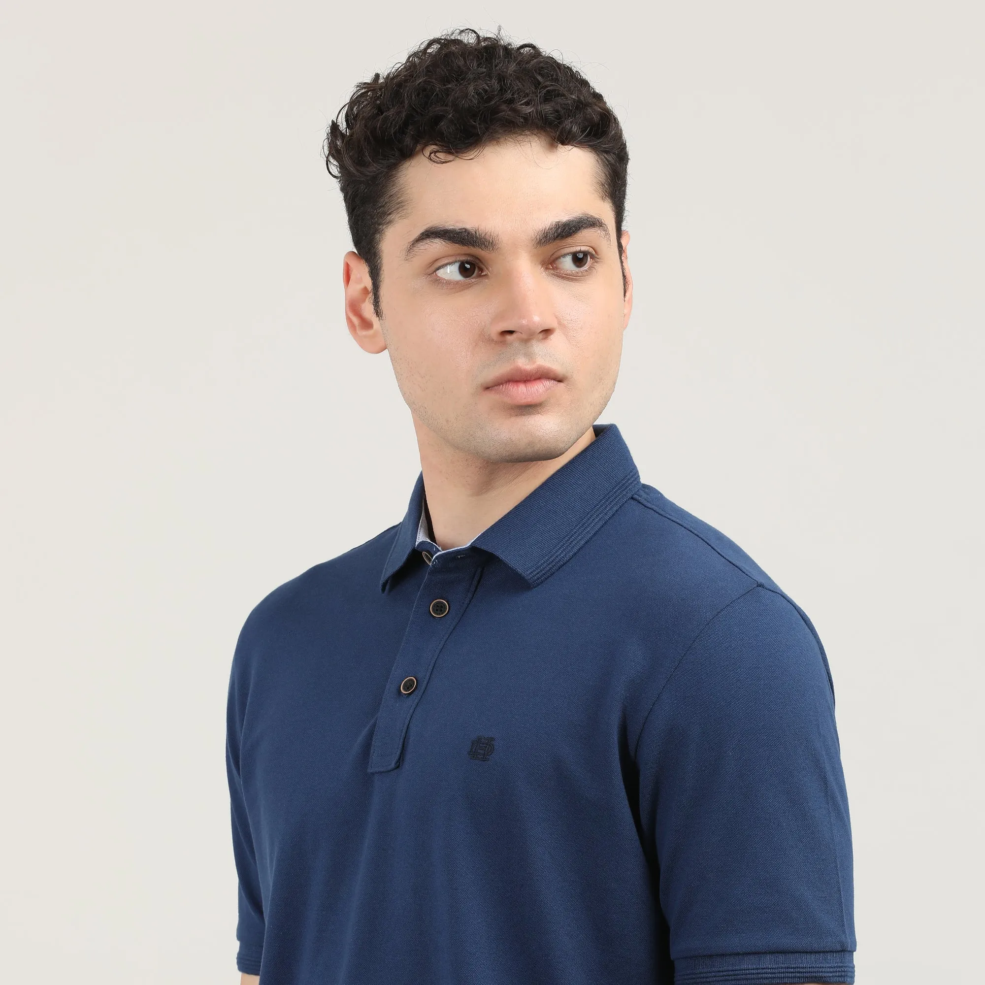 Indigo Pique Polo T-shirt
