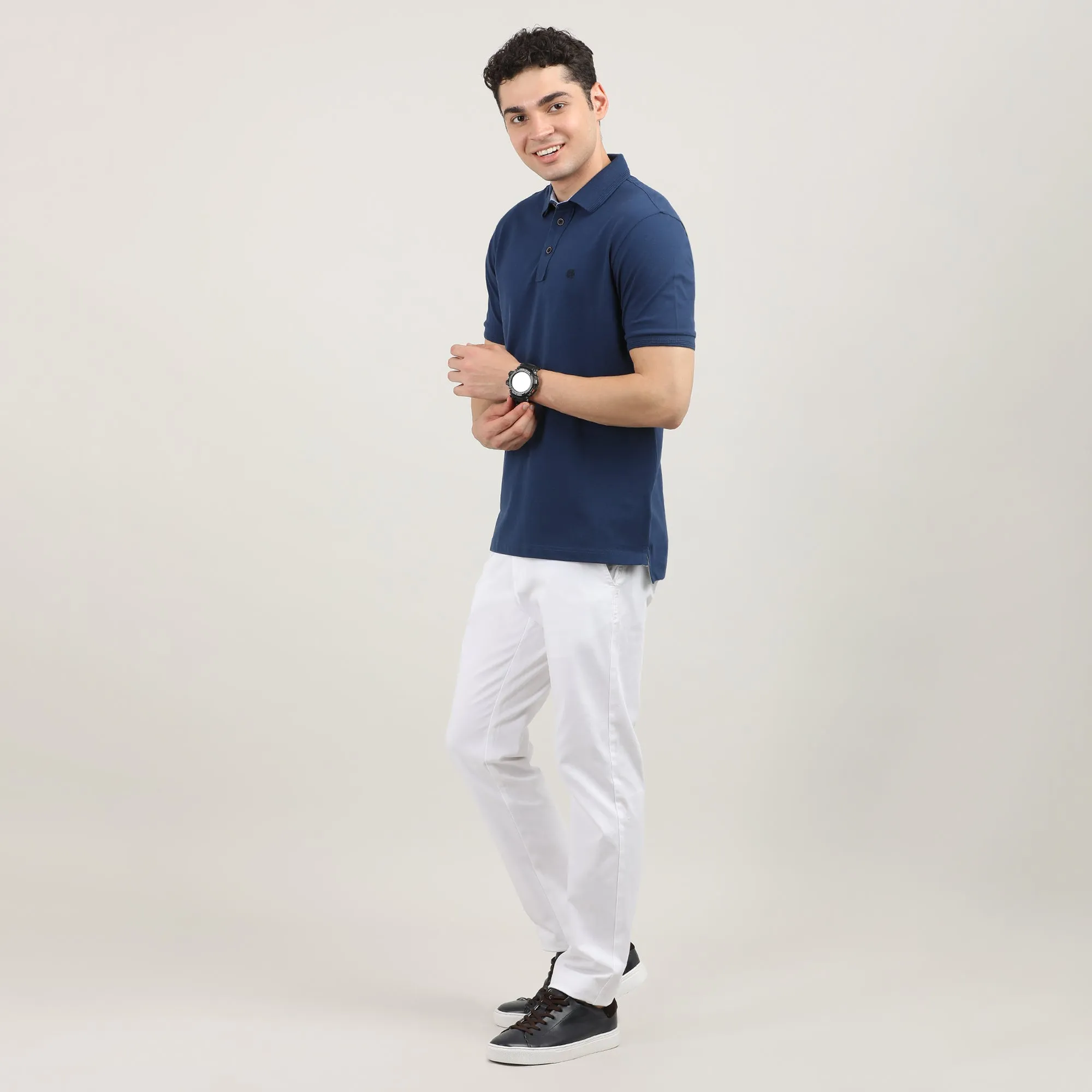 Indigo Pique Polo T-shirt
