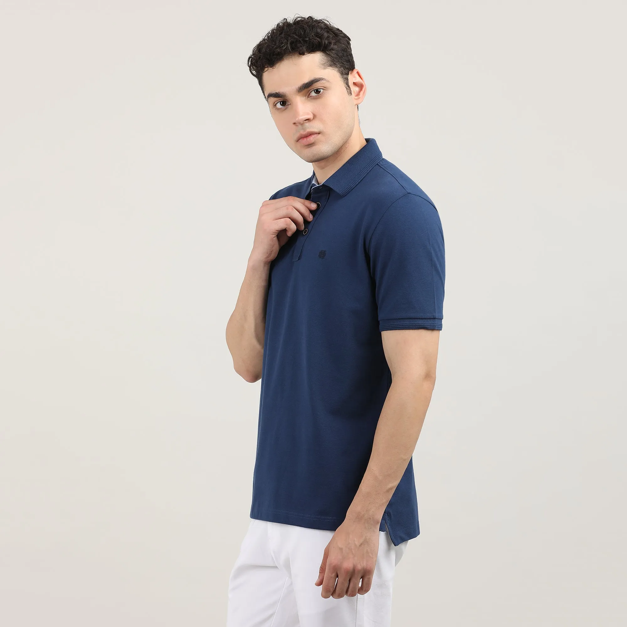 Indigo Pique Polo T-shirt