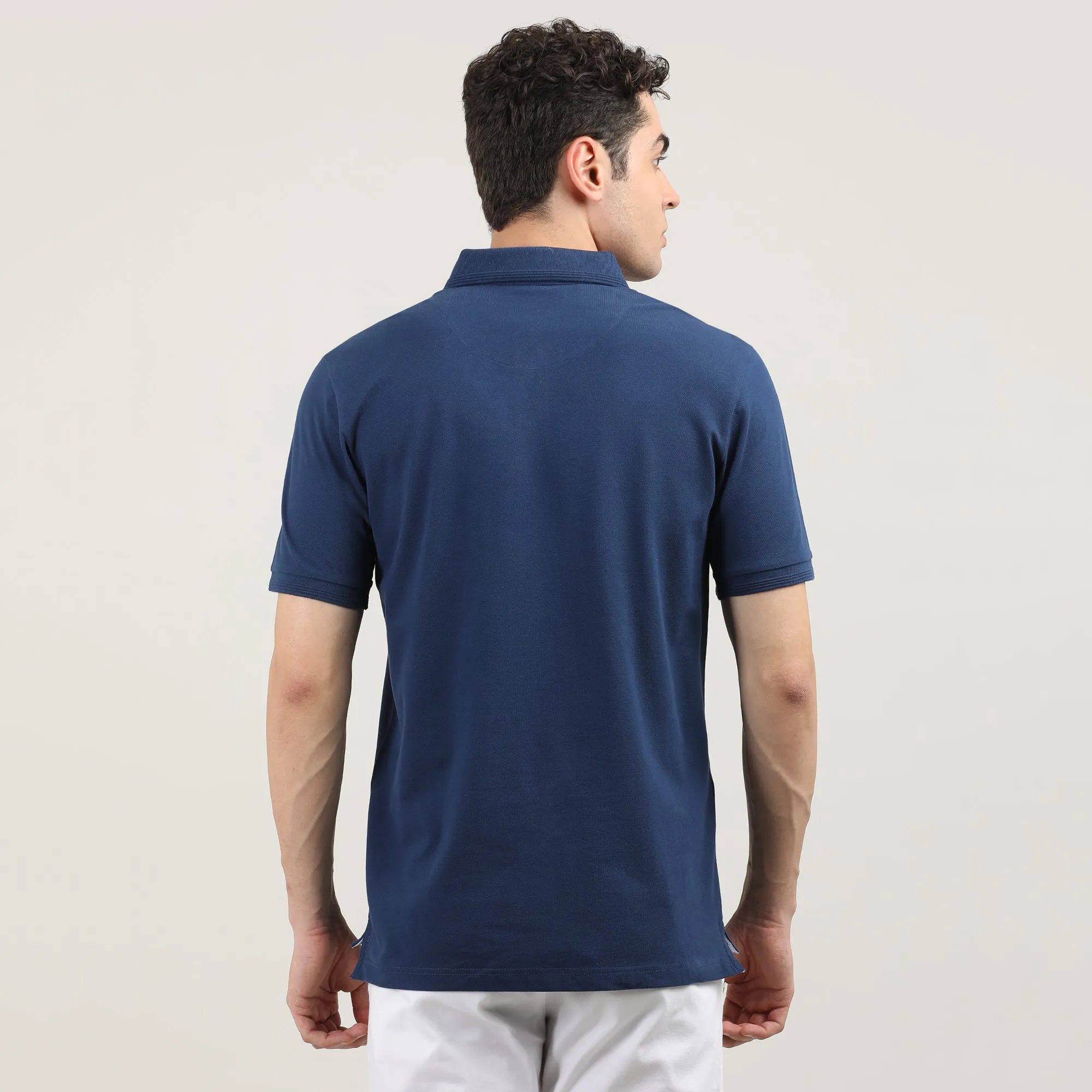 Indigo Pique Polo T-shirt