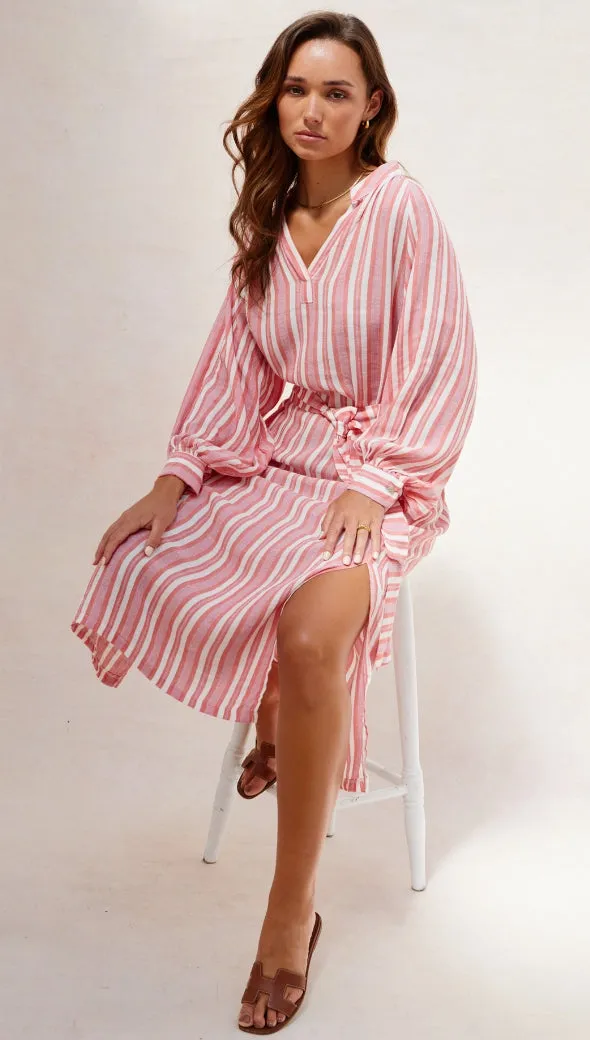 INES KAFTAN - CORAL STRIPE