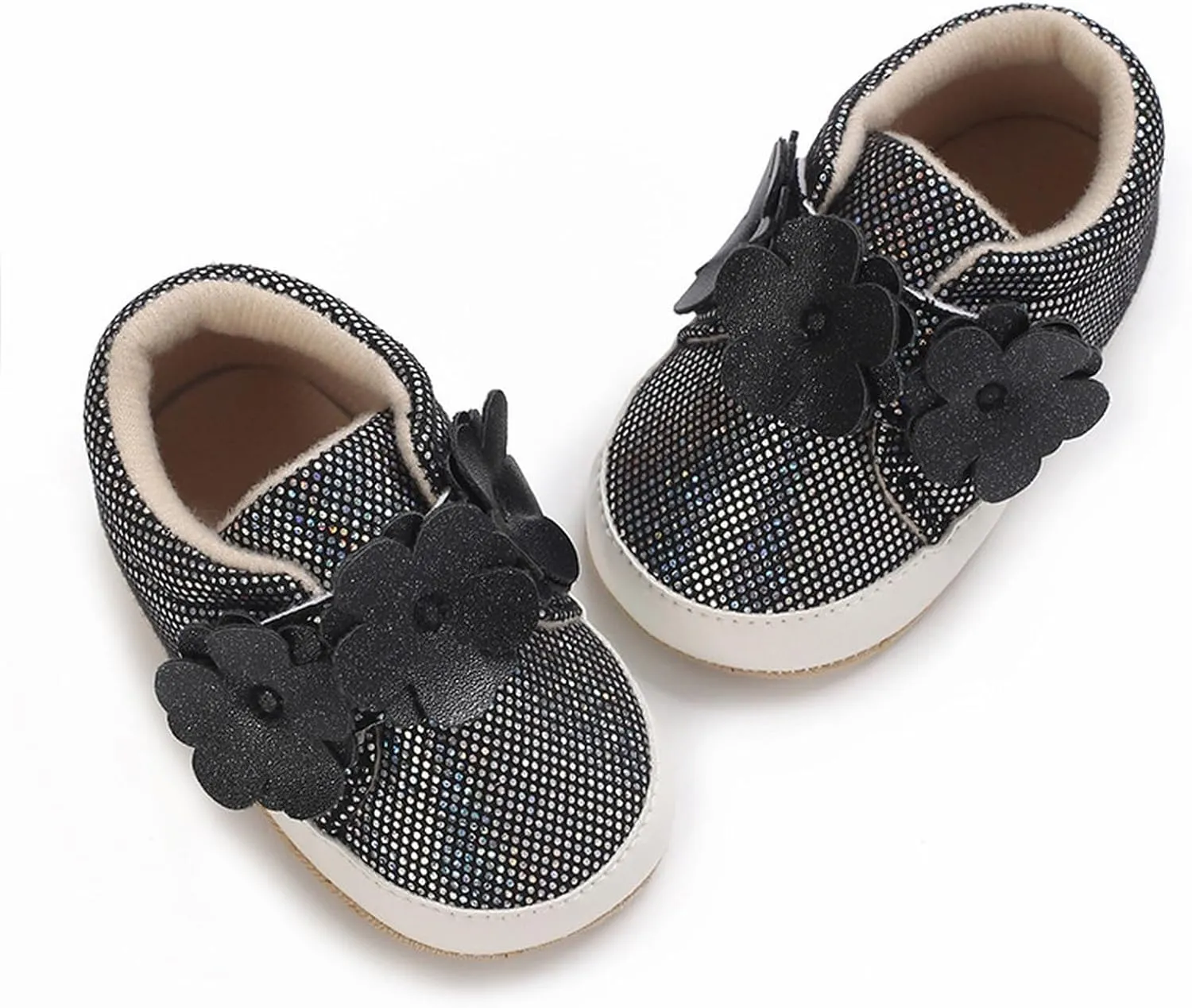 Infant Baby Girls High Top Sneakers Soft Soles Anti Slip Ankle Shoes with Flower Toddler Prewalker rib Shoes