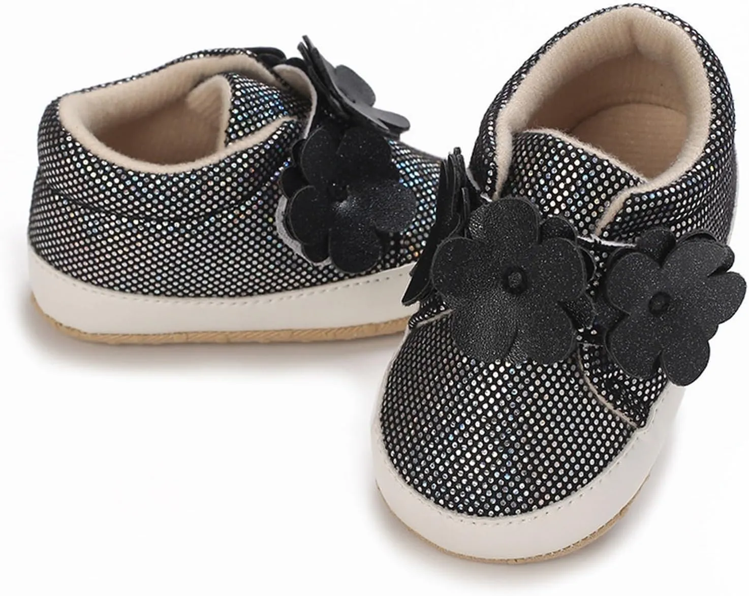Infant Baby Girls High Top Sneakers Soft Soles Anti Slip Ankle Shoes with Flower Toddler Prewalker rib Shoes