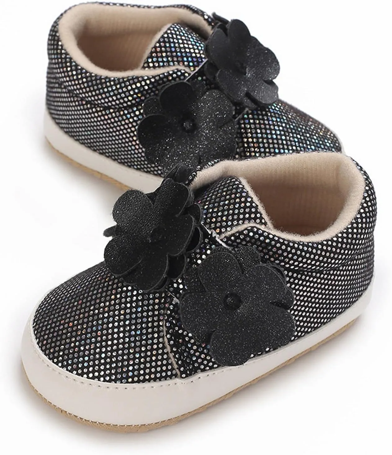 Infant Baby Girls High Top Sneakers Soft Soles Anti Slip Ankle Shoes with Flower Toddler Prewalker rib Shoes