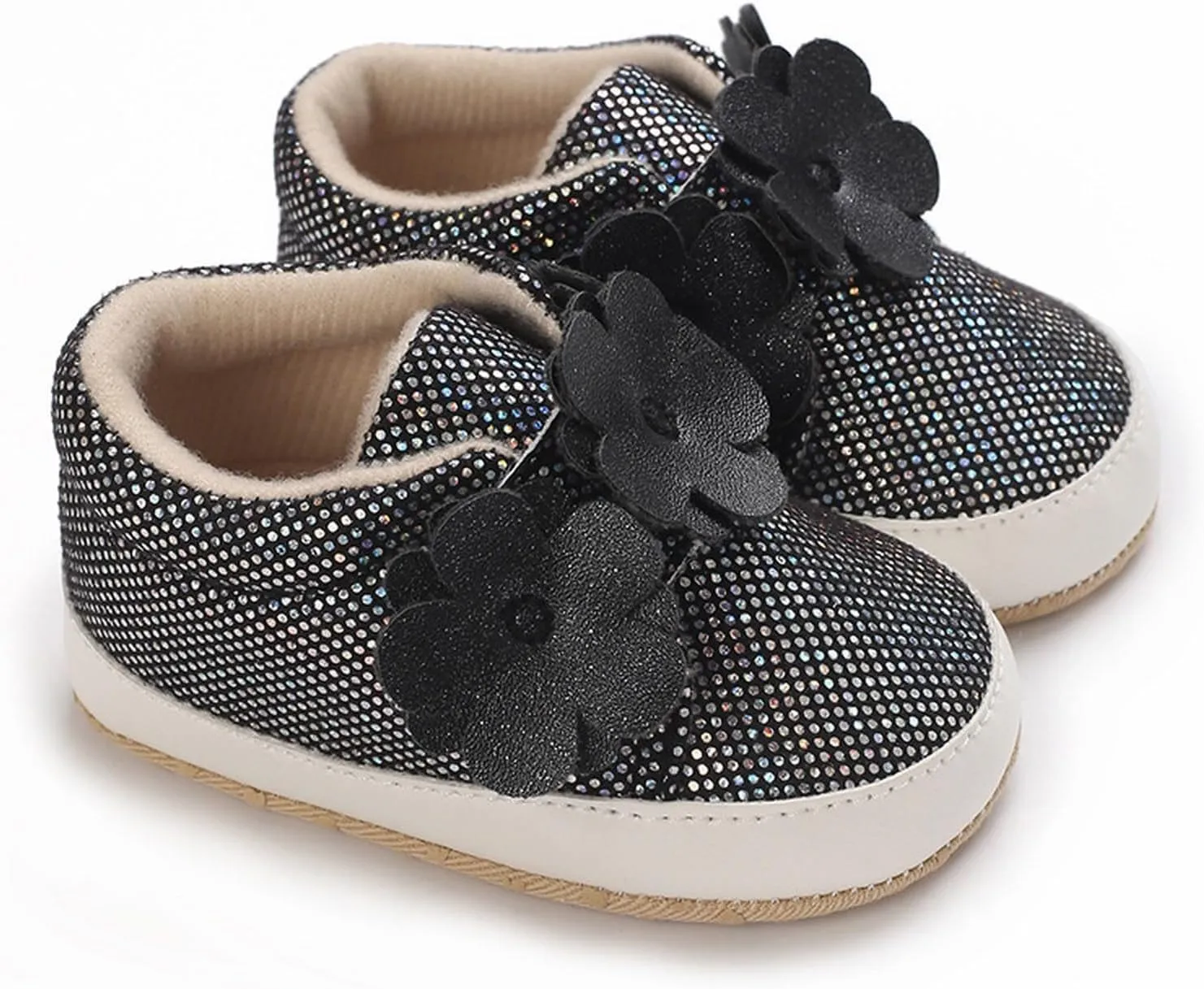 Infant Baby Girls High Top Sneakers Soft Soles Anti Slip Ankle Shoes with Flower Toddler Prewalker rib Shoes