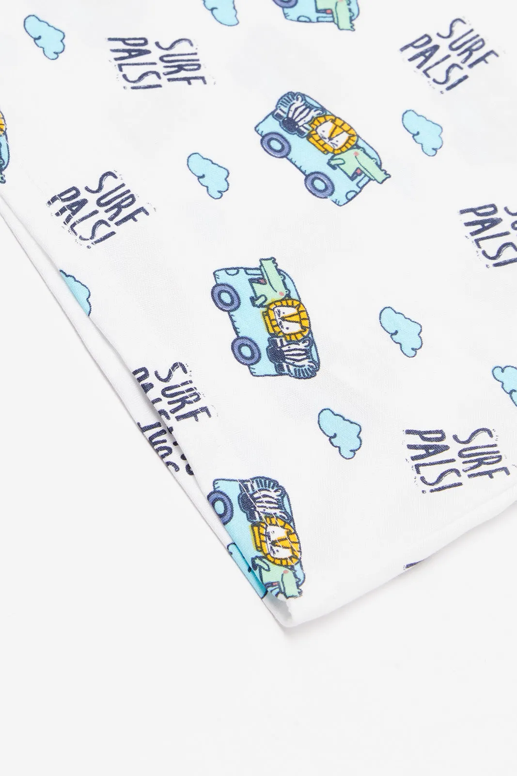 Infant Boys White Printed T-Shirt