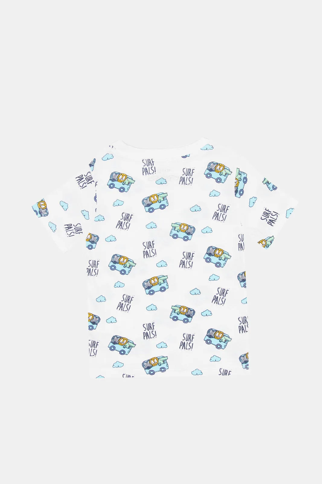Infant Boys White Printed T-Shirt