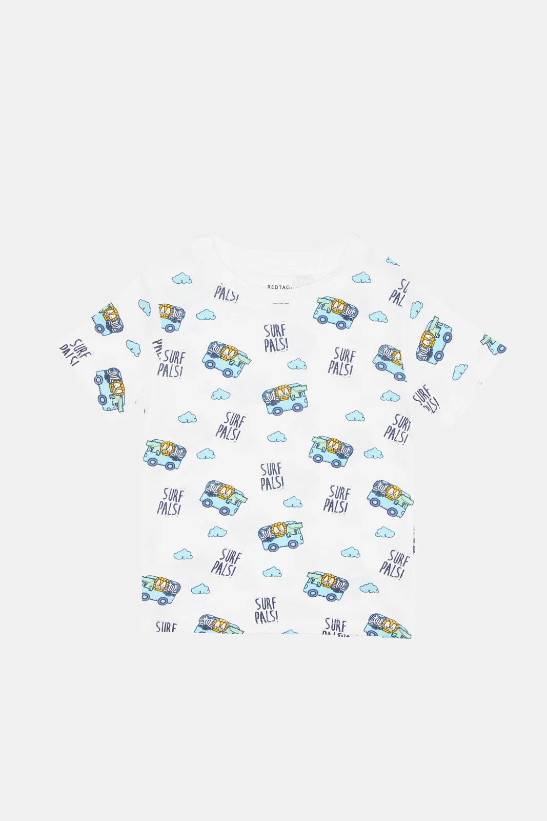 Infant Boys White Printed T-Shirt