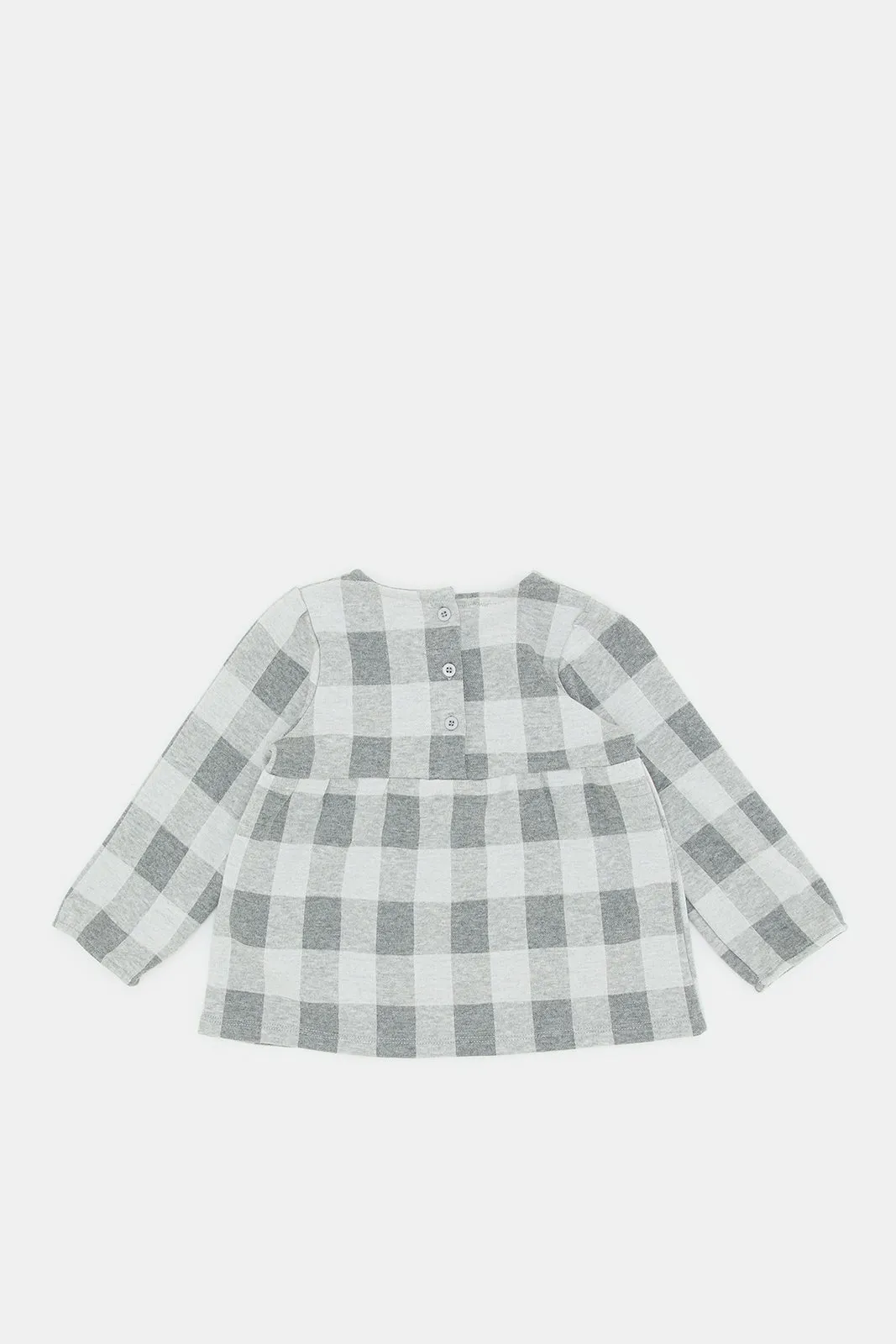 Infant Girls Grey Checkered Blouse