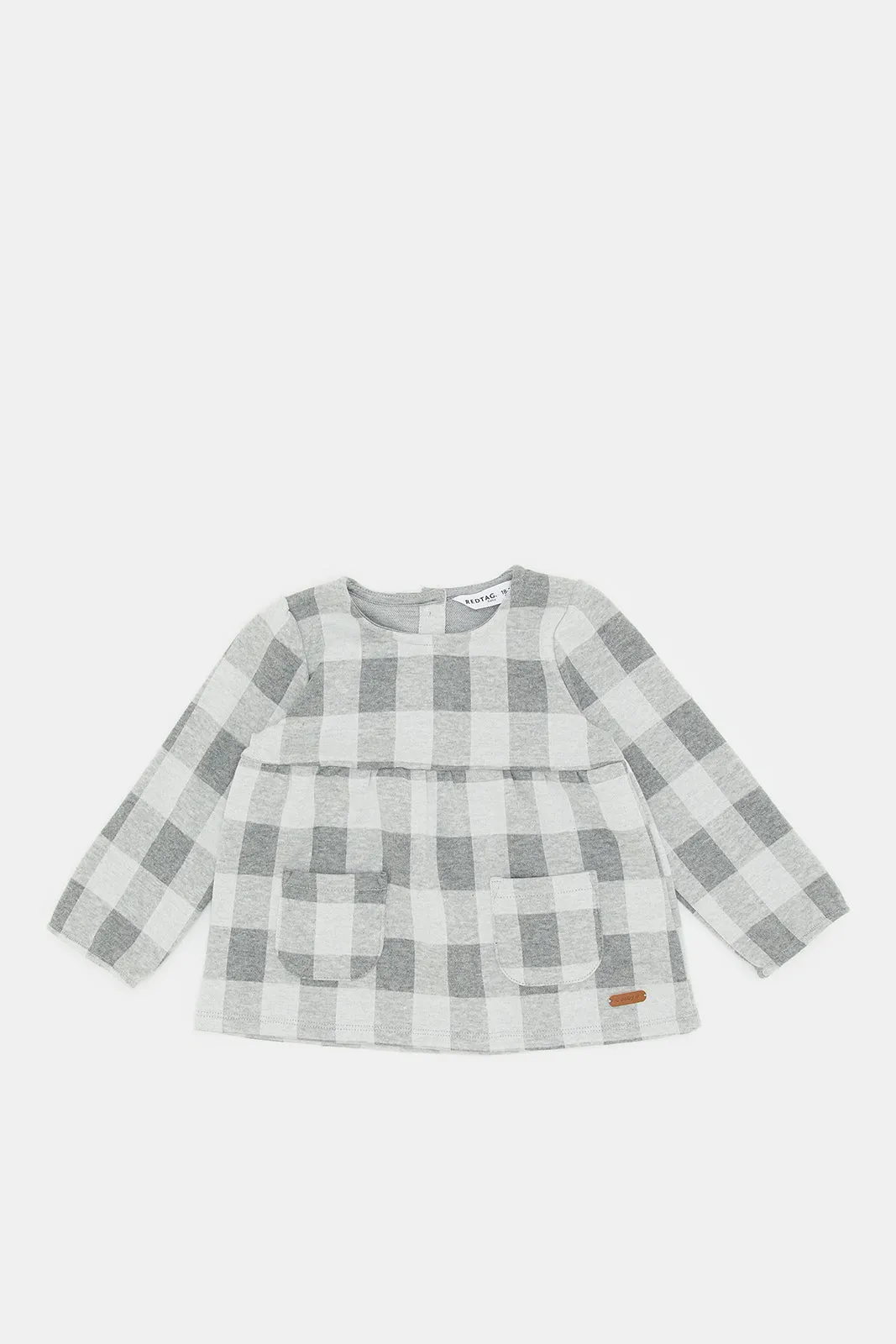 Infant Girls Grey Checkered Blouse