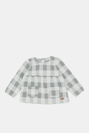 Infant Girls Grey Checkered Blouse
