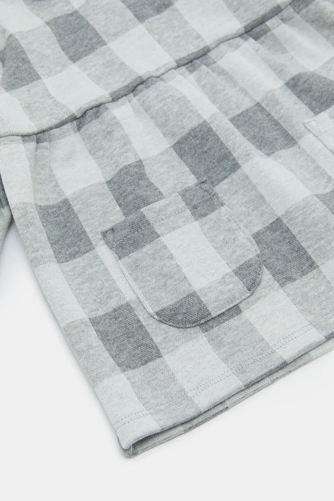Infant Girls Grey Checkered Blouse