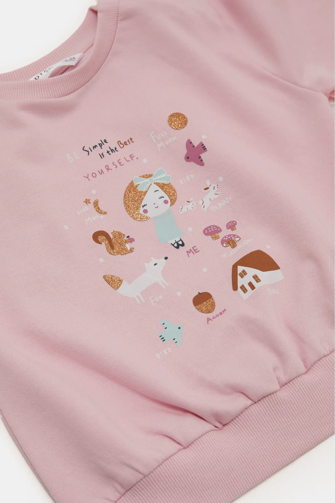 Infant Girls Pink Printed Sweatshirt