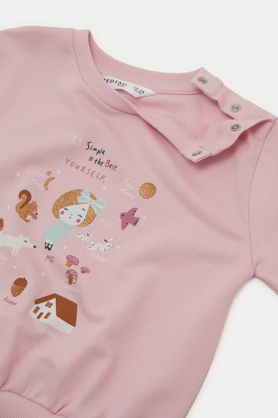 Infant Girls Pink Printed Sweatshirt