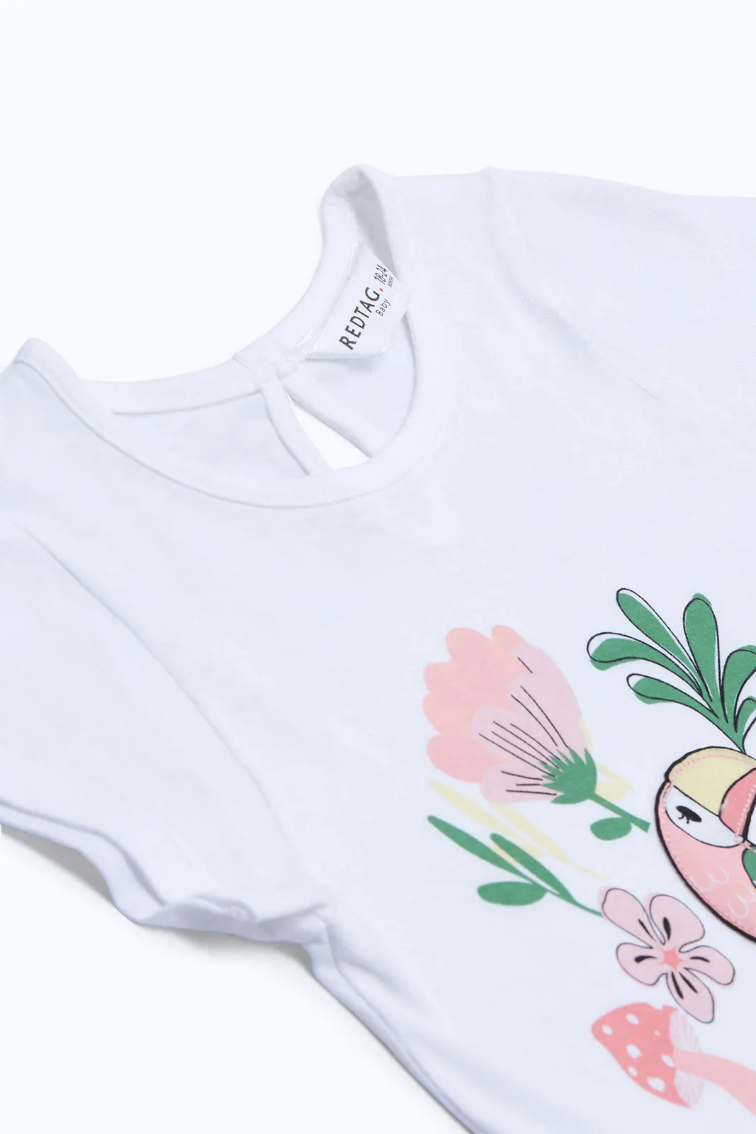 Infant Girls White Printed T-Shirt