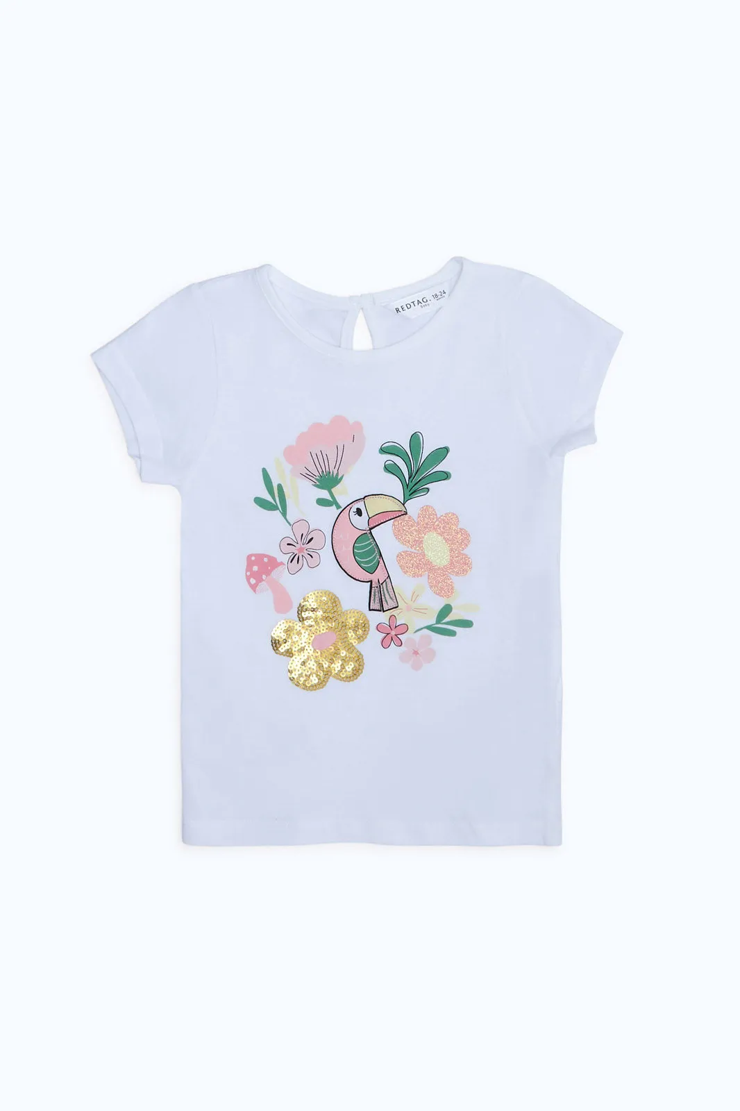 Infant Girls White Printed T-Shirt