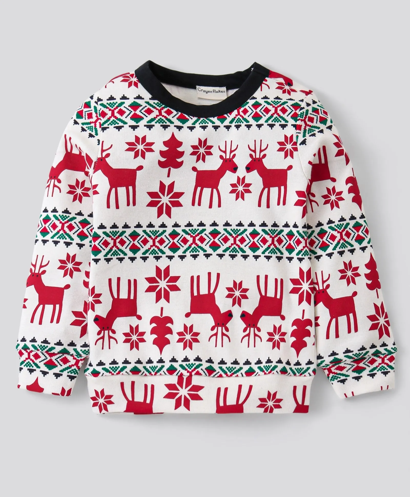 Jacquard Reindeer Printed Full Sleeves Tshirt