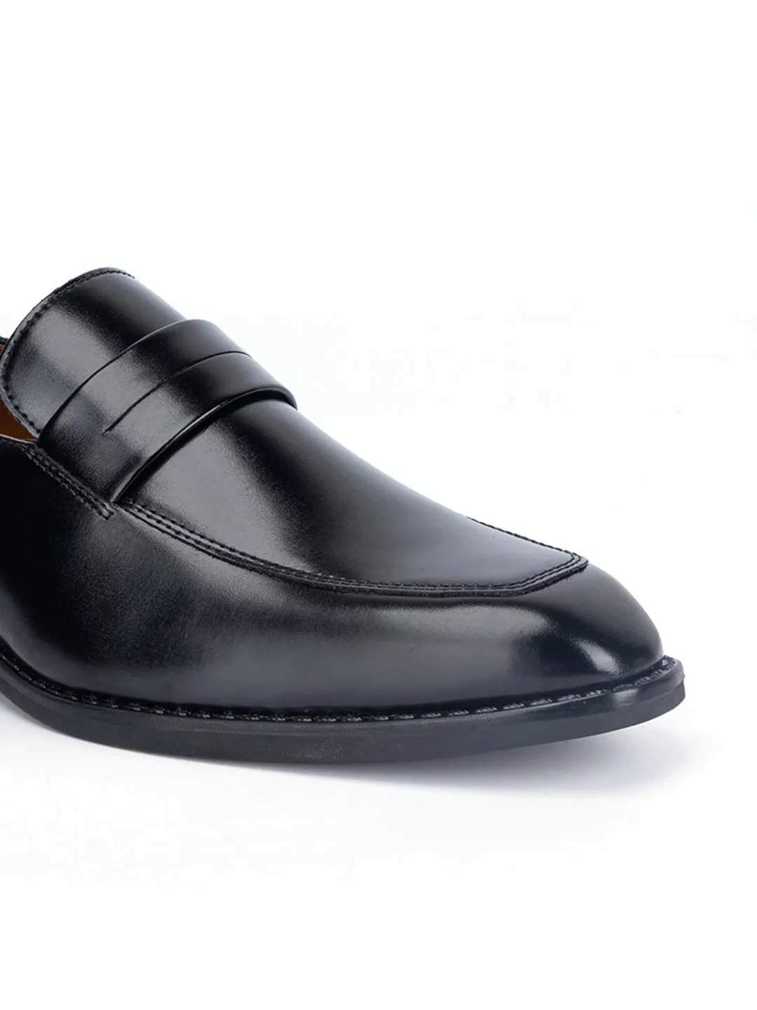 Jet Black Handcrafted Dual Tone Moccasins Slipons