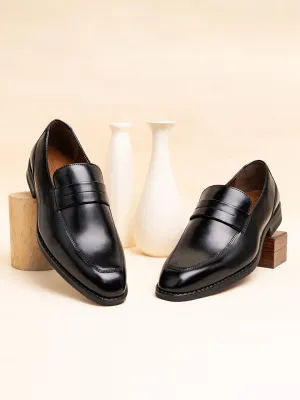 Jet Black Handcrafted Dual Tone Moccasins Slipons