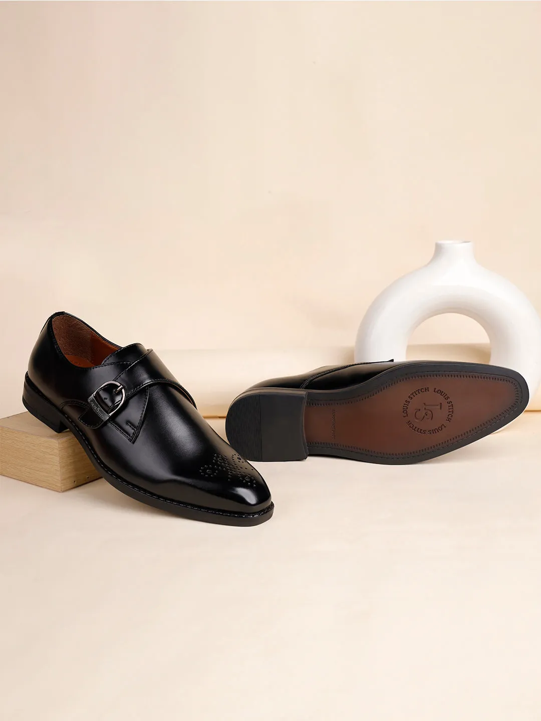 Jet Black Handcrafted Monks Slipon Shoe