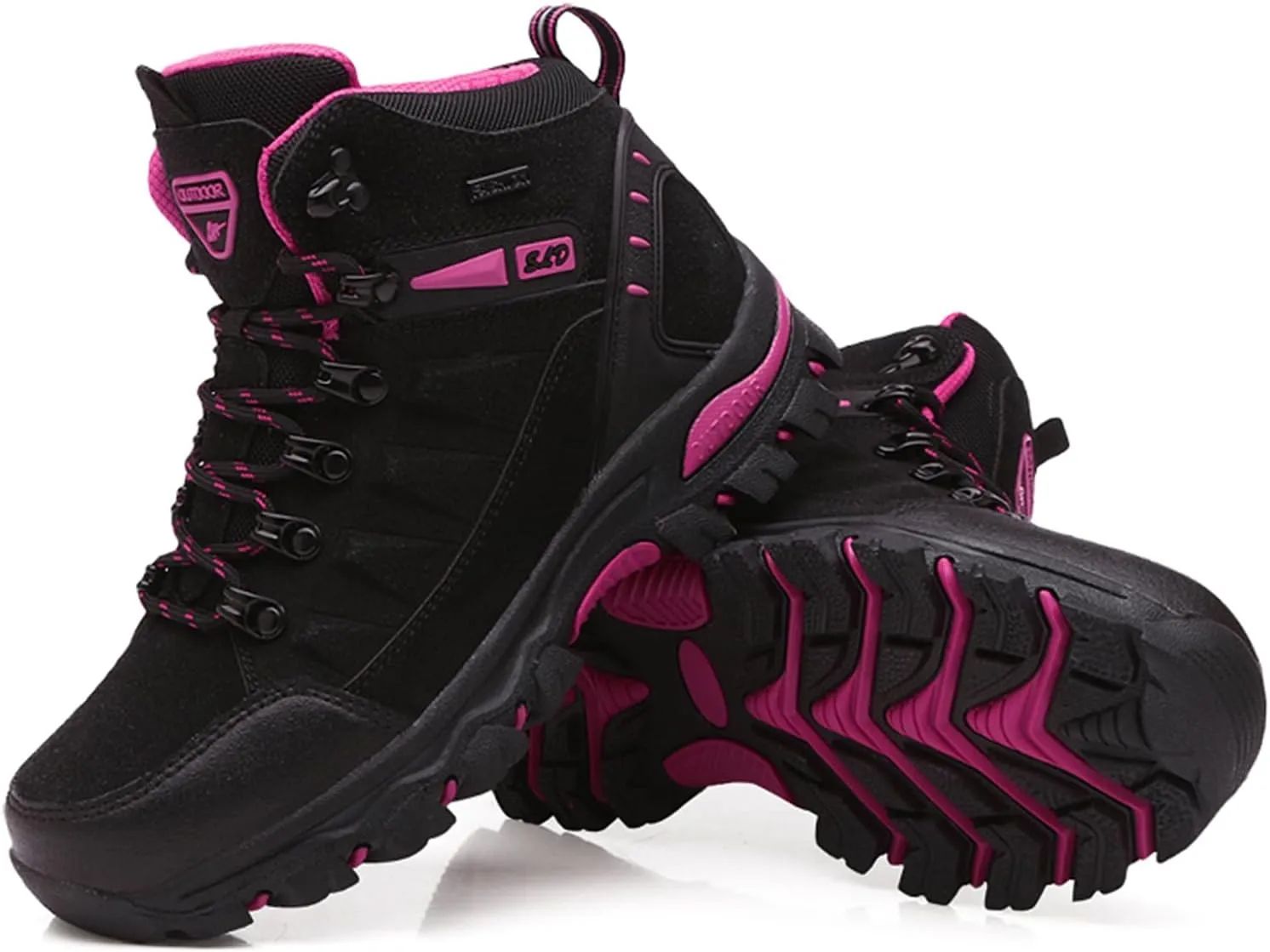 JiuQing Women's Walking Boots Waterproof Trekking & Hiking Shoes for Backpacking Camping Trails Outdoor Walking