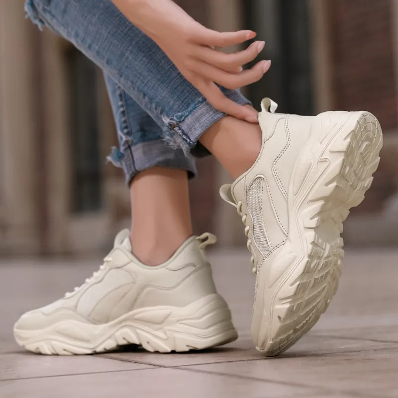Joskaa  2024 New Spring Chunky Sneakers Women Breathable Shoes Big Size 35-45 Casual Running Sneakers Women Vulcanized Shoes