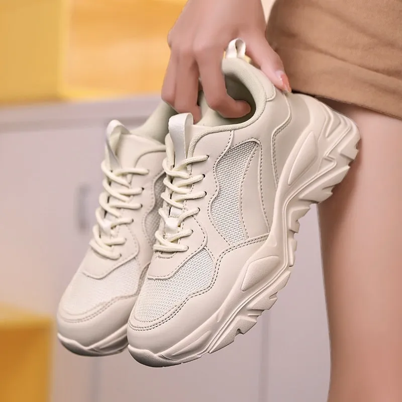 Joskaa  2024 New Spring Chunky Sneakers Women Breathable Shoes Big Size 35-45 Casual Running Sneakers Women Vulcanized Shoes