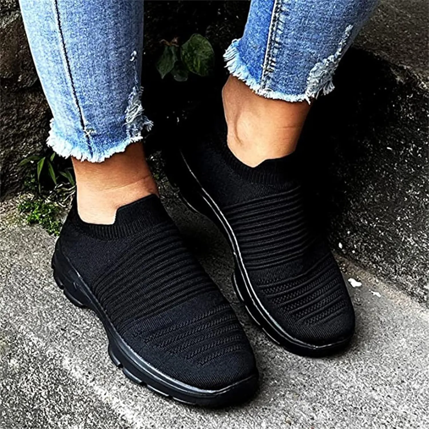 Ladmiple Gym Shoes For Women Workout Memory Foam Athletic Walking Running Shoes Slip On Casual Mesh Tennis Sneakers