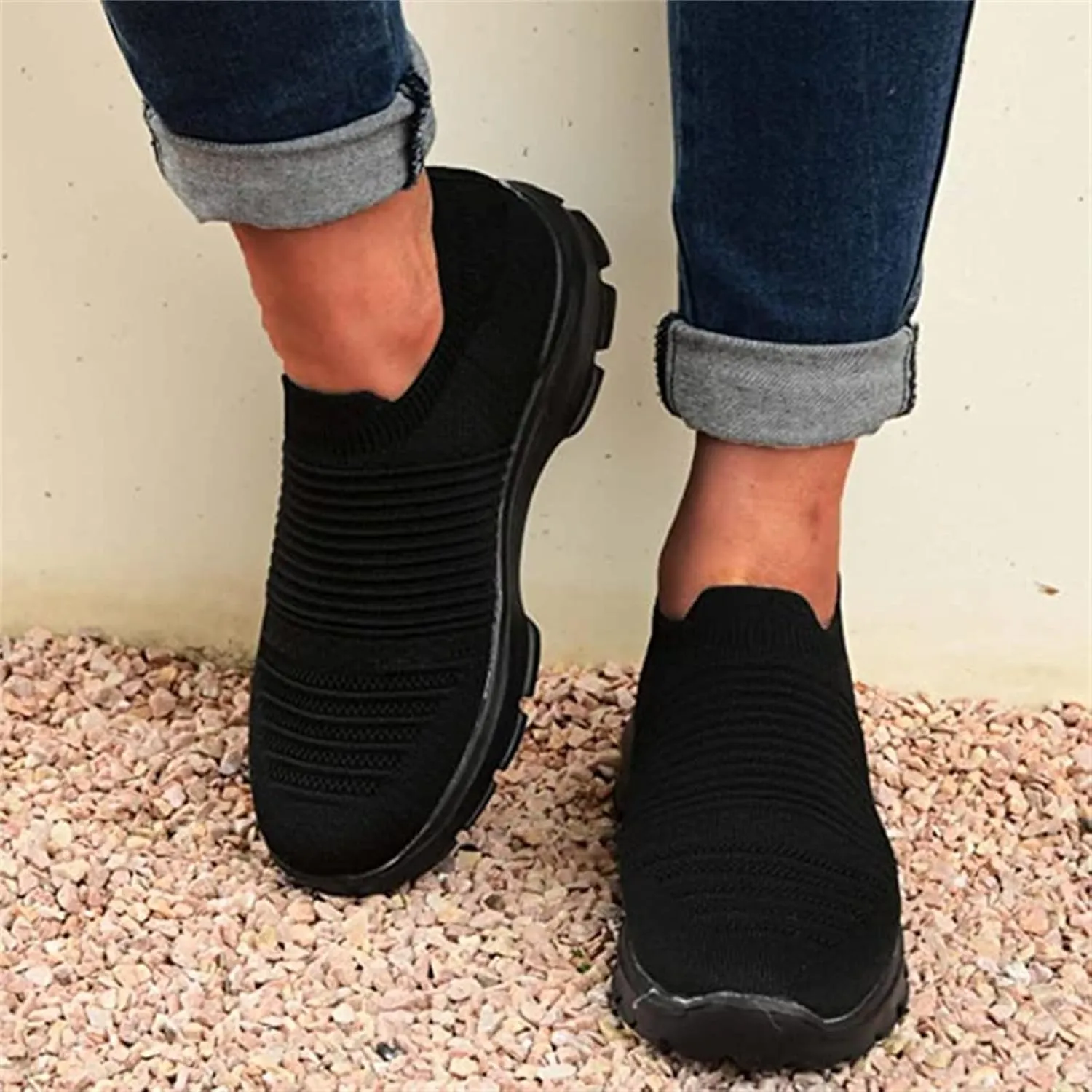 Ladmiple Gym Shoes For Women Workout Memory Foam Athletic Walking Running Shoes Slip On Casual Mesh Tennis Sneakers