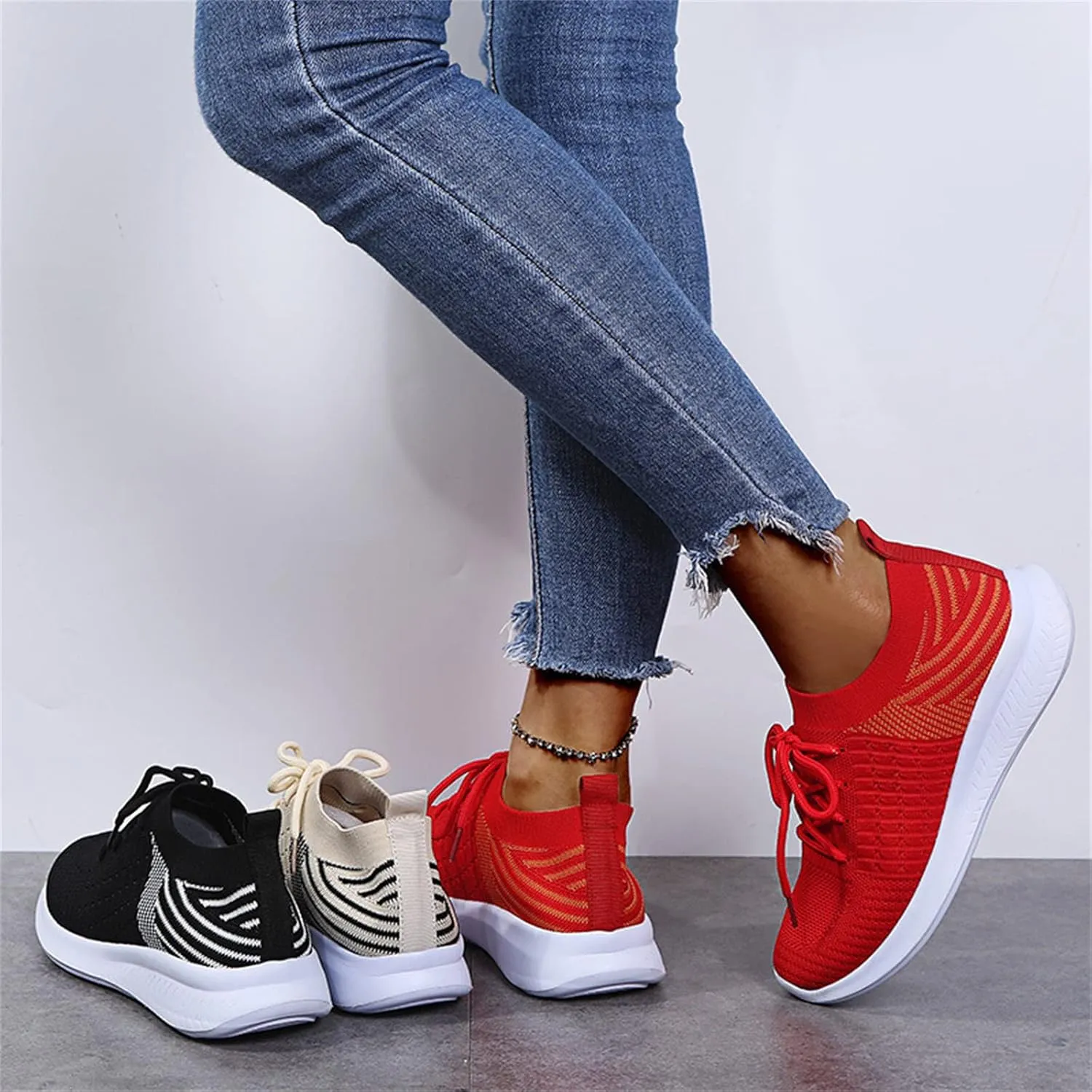 Ladmiple Gym Shoes For Women Workout Memory Foam Walking Tennis Shoes Slip On Casual Non Slip Athletic Running Sneakers