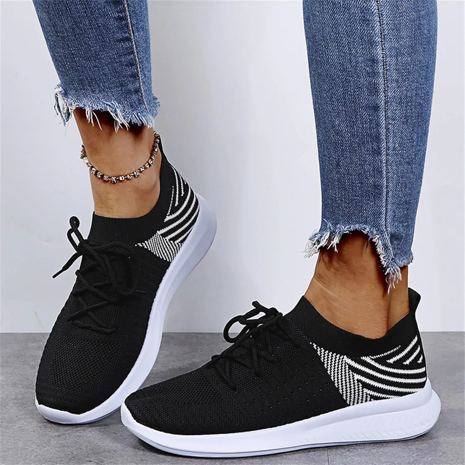 Ladmiple Gym Shoes For Women Workout Memory Foam Walking Tennis Shoes Slip On Casual Non Slip Athletic Running Sneakers