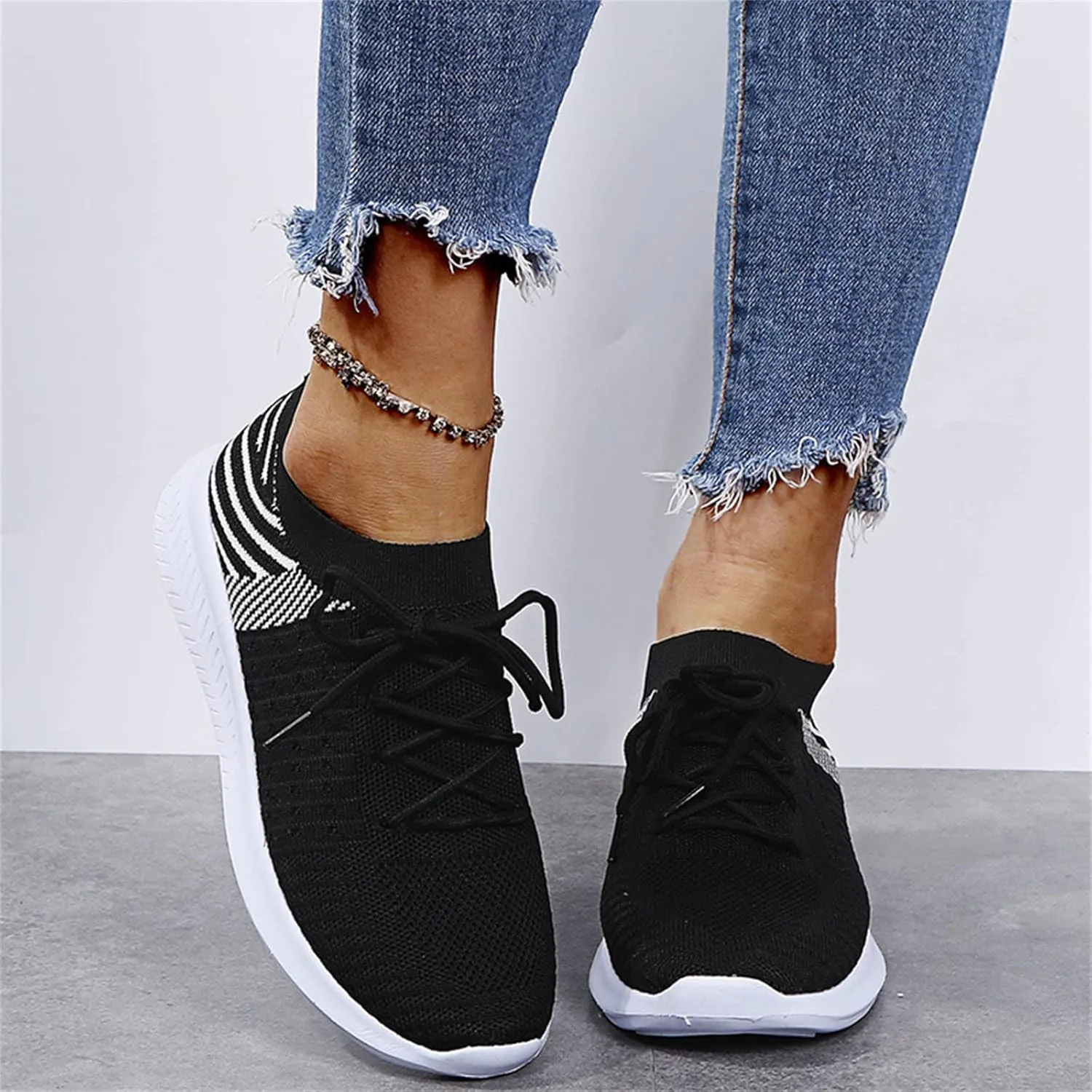 Ladmiple Gym Shoes For Women Workout Memory Foam Walking Tennis Shoes Slip On Casual Non Slip Athletic Running Sneakers