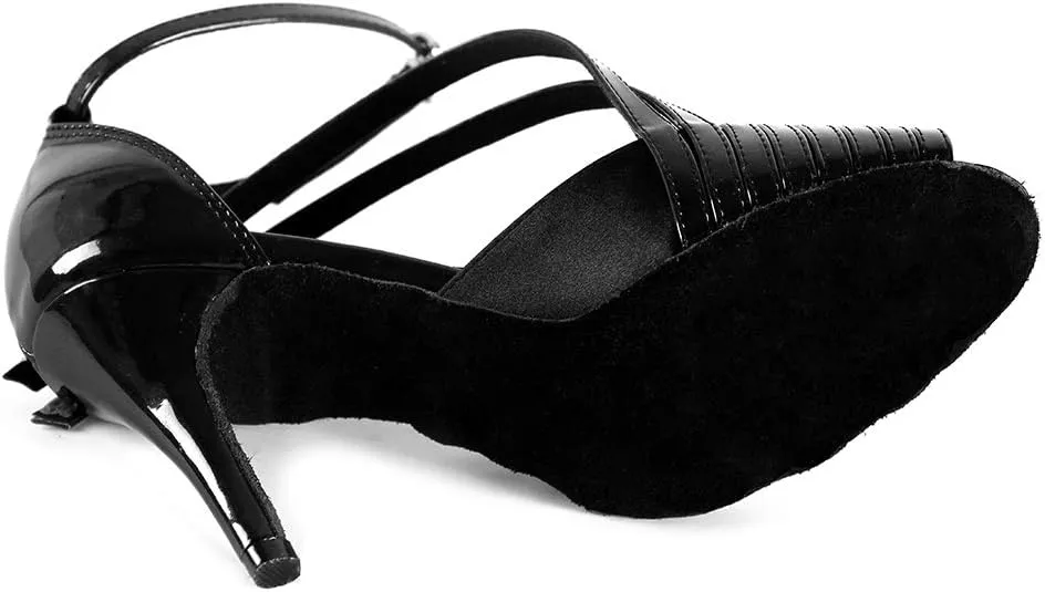 Latin Dance Shoes for Women Salsa Performance Dancing Shoes High Heel,Black,Model L028