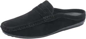 Loafers for Men Round Toe Suede Vamp Half Loafers Shoes Anti-Slip Flexible Comfortable Fashion Slip On