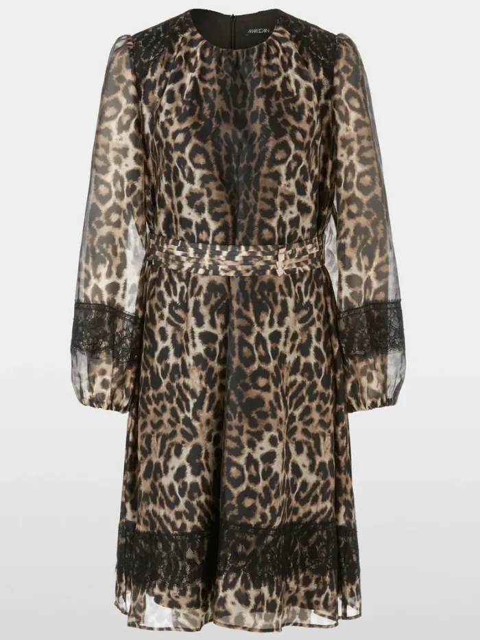 Marc Cain Glam Leopard Print Belted Dress XG 21.18 W17 COL 625