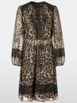 Marc Cain Glam Leopard Print Belted Dress XG 21.18 W17 COL 625