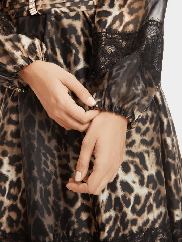 Marc Cain Glam Leopard Print Belted Dress XG 21.18 W17 COL 625