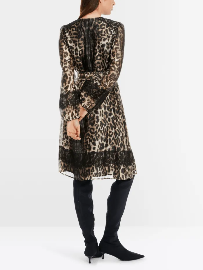 Marc Cain Glam Leopard Print Belted Dress XG 21.18 W17 COL 625
