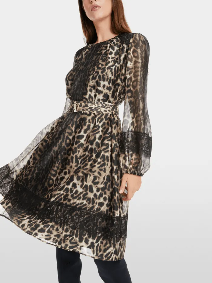 Marc Cain Glam Leopard Print Belted Dress XG 21.18 W17 COL 625