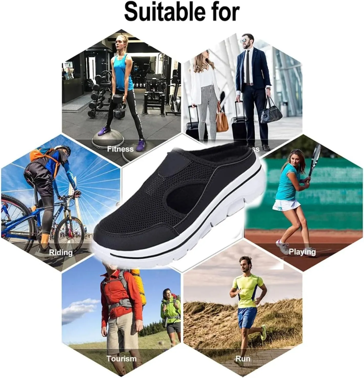 Men's Comfort Breathable Support Sports Sandals, Men's Backless Sneakers Orthopedic Shoes Walking Slip on Shoes for Mens and Womens