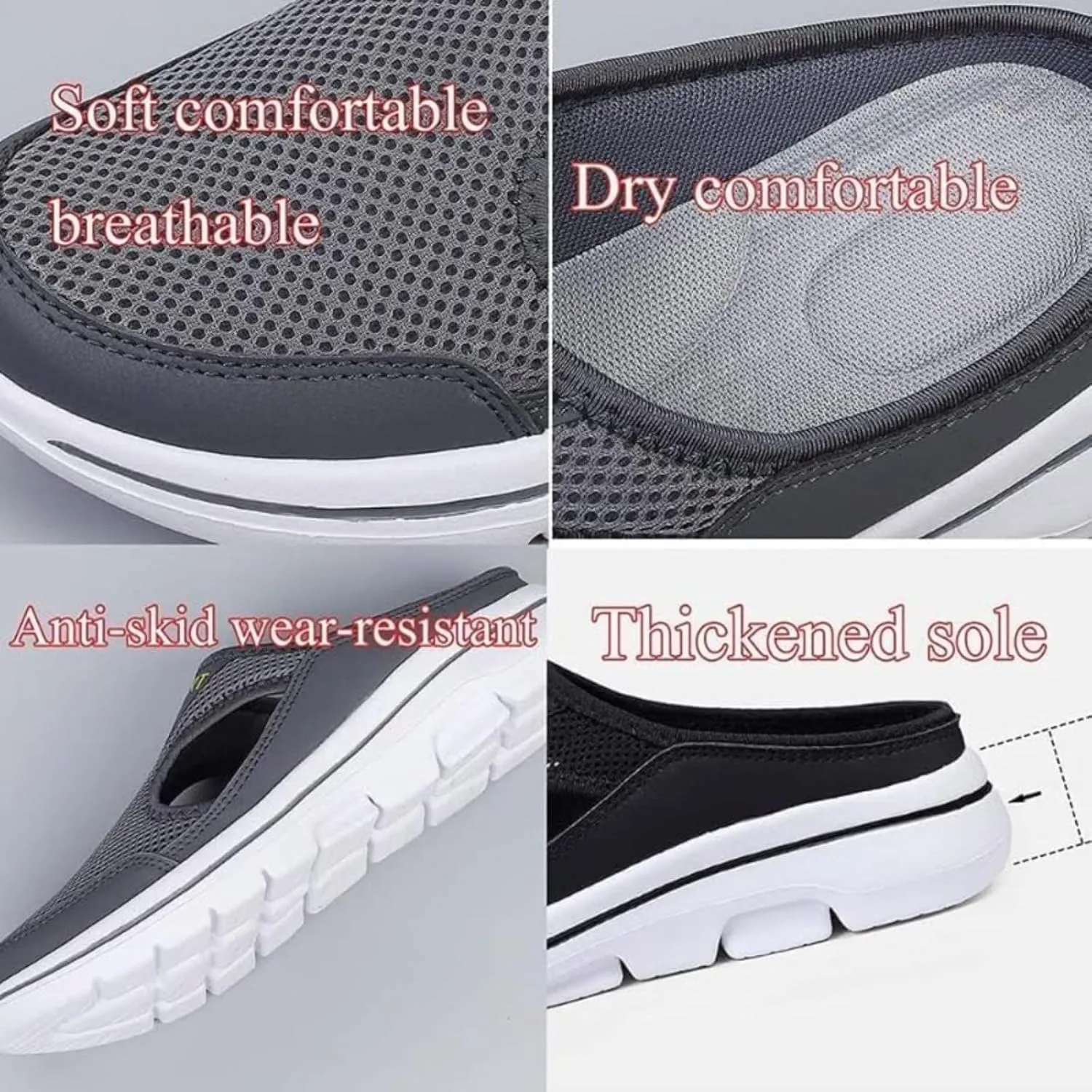 Men's Comfort Breathable Support Sports Sandals, Men's Backless Sneakers Orthopedic Shoes Walking Slip on Shoes for Mens and Womens