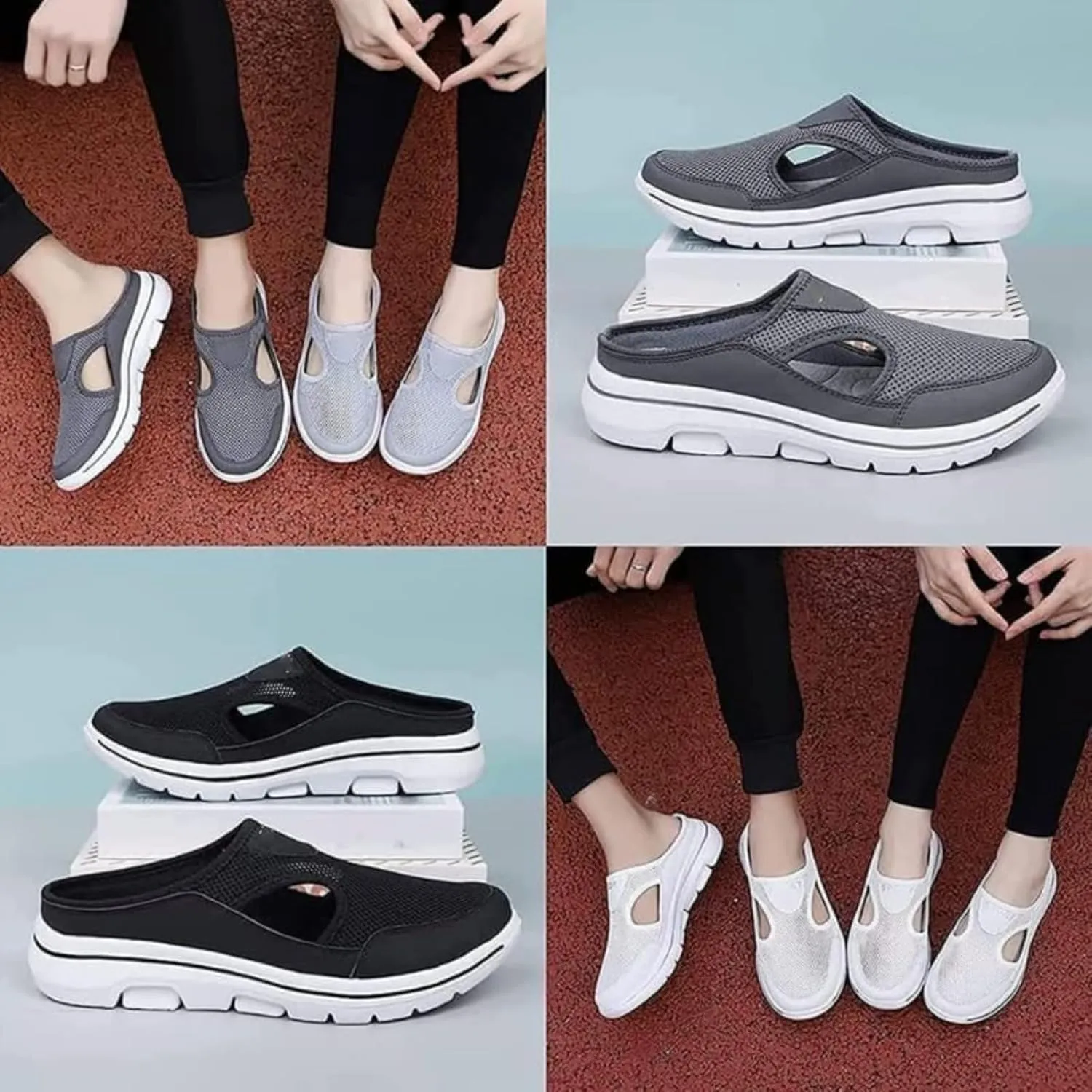 Men's Comfort Breathable Support Sports Sandals, Men's Backless Sneakers Orthopedic Shoes Walking Slip on Shoes for Mens and Womens