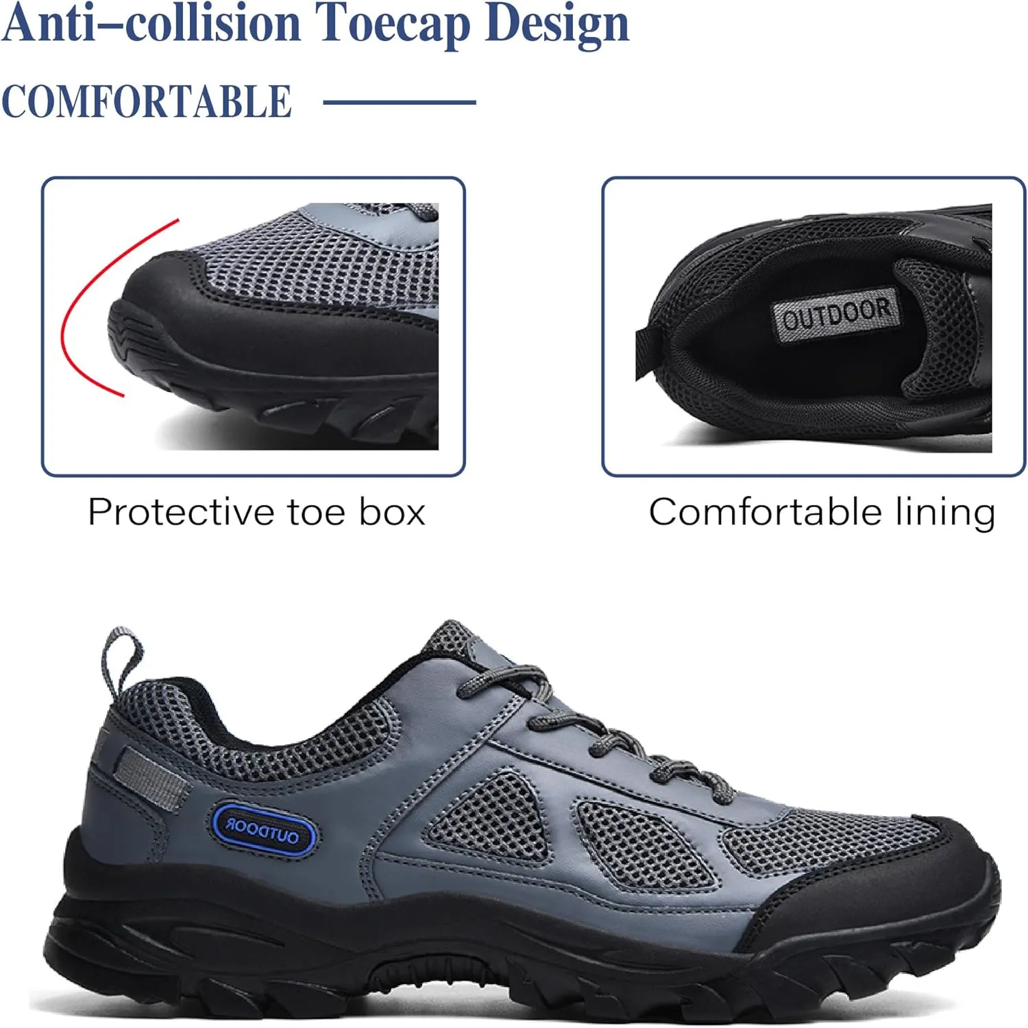 Mens Running Shoes Breathable Hiking Cross Country Outdoor Sneakers Mesh Comfortable Lightweight Fitness Shoes