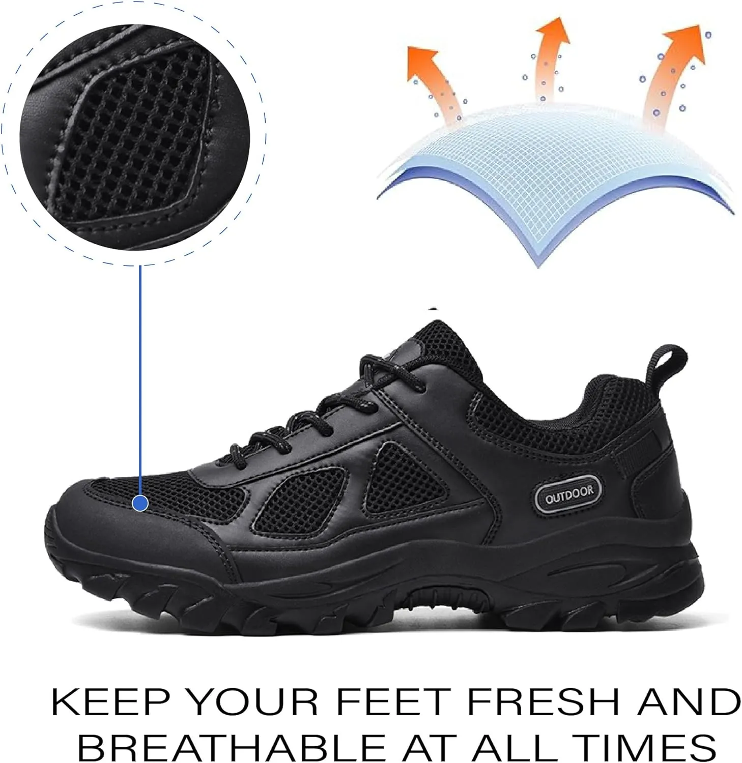 Mens Running Shoes Breathable Hiking Cross Country Outdoor Sneakers Mesh Comfortable Lightweight Fitness Shoes
