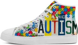 Men's Women's Autism High Top Canvas Shoes Autism Awareness High Top Sneakers Lace Up Casual Shoes Gifts for Men Women