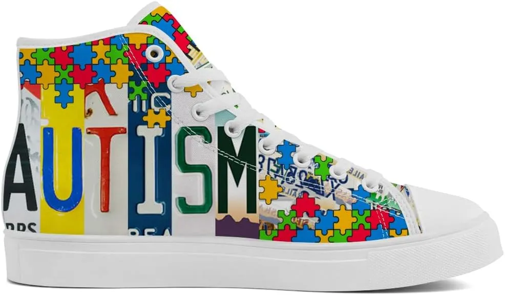 Men's Women's Autism High Top Canvas Shoes Autism Awareness High Top Sneakers Lace Up Casual Shoes Gifts for Men Women