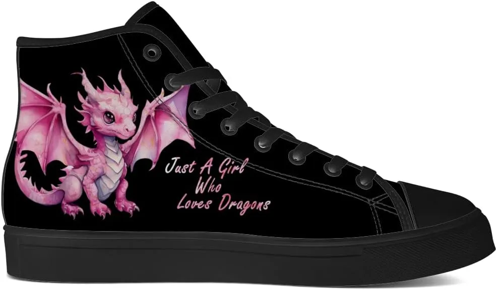 Men's Women's Dragon Reading Book High Top Canvas Shoes Dragon High Top Sneakers Lace Up Casual Shoes Gifts for Boys Girls