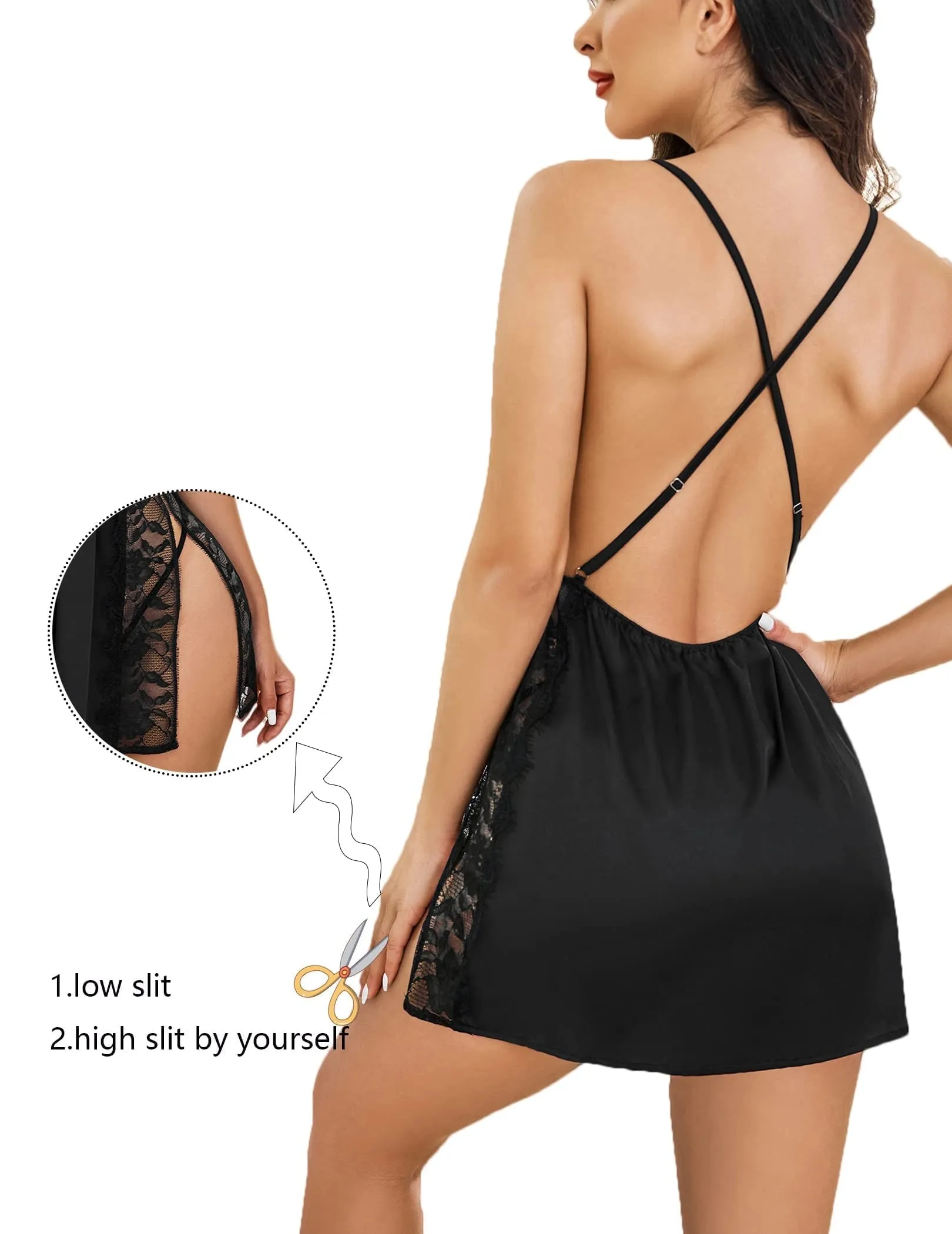 Navy Blue Ebony Glow Lace Chemise