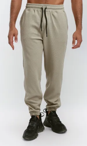 O182733 Slip On Dark Beige Jogger Pants With Hem